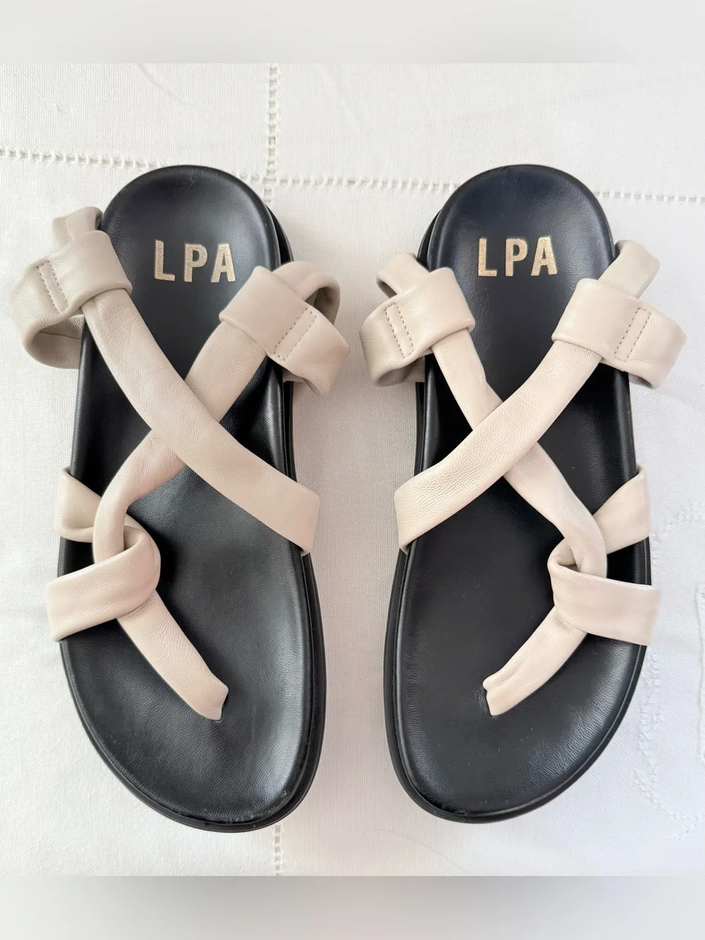 LPA Cream Ankle Wrap Sandals - Size 8 - Comfortable Adjustable Straps